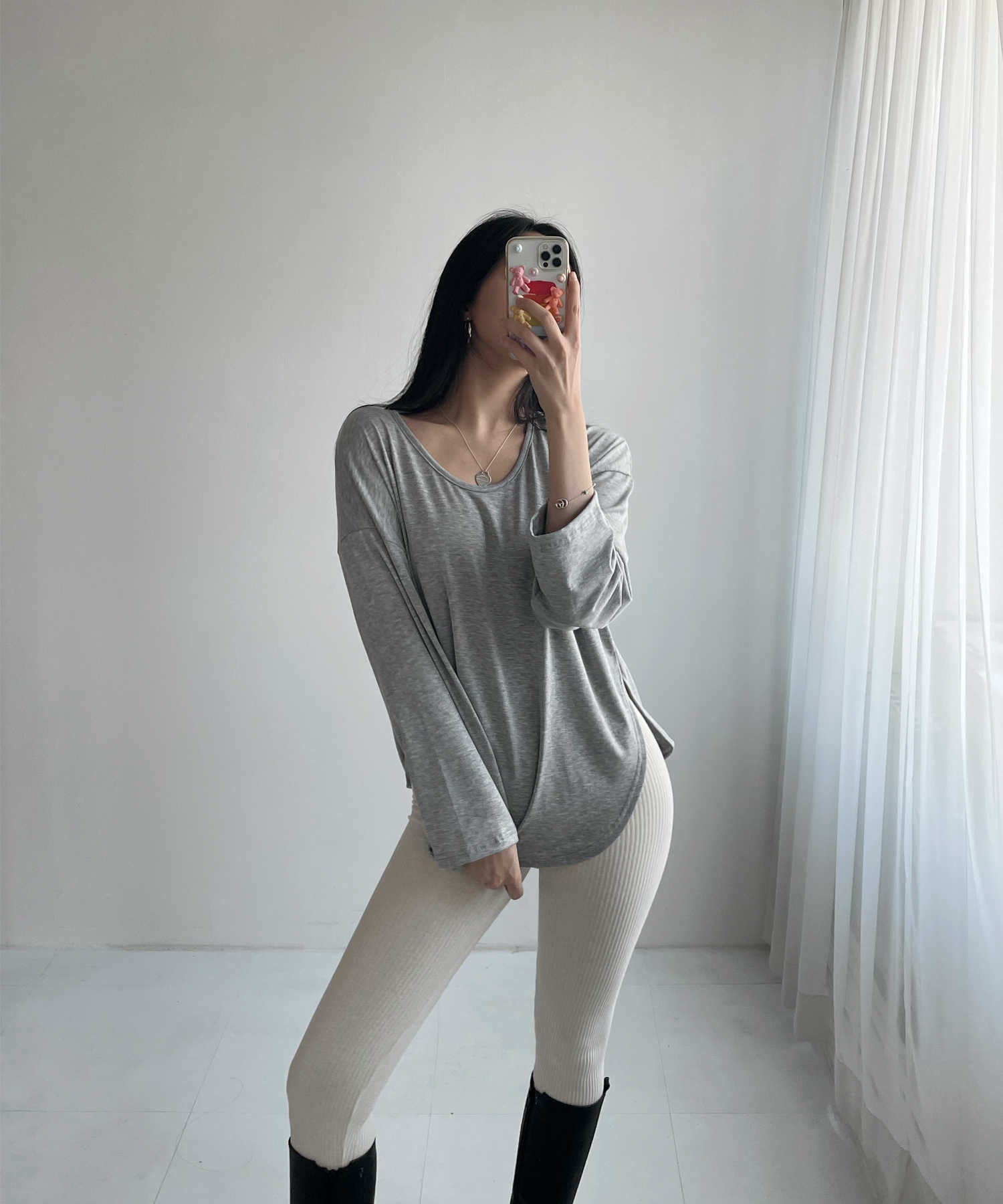 1+1 골지 타이트핏 기본템 데일리 레깅스 4컬러 상세 이미지 3