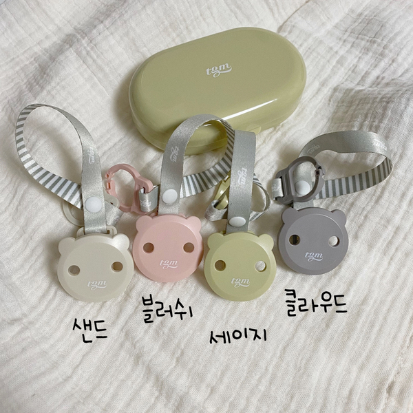 쪽쪽이 클립 티지엠 스트랩 홀더 데니쉬 공갈 노리개 하트 베리레드 이미지 4
