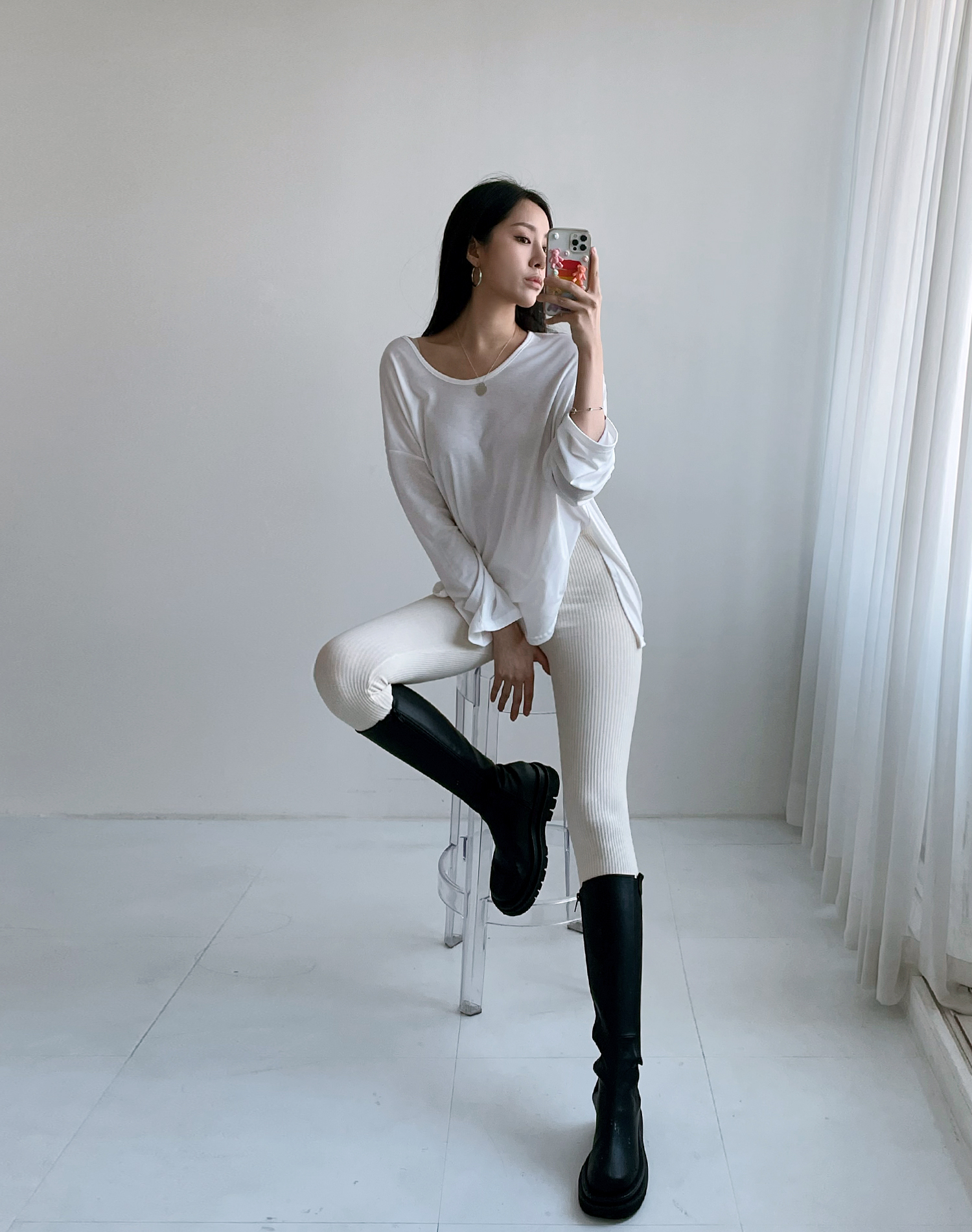1+1 골지 타이트핏 기본템 데일리 레깅스 4컬러 상세 이미지 2