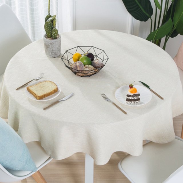2인용 4인용 린넨 원형 테이블보 패브릭 식탁보 120cm