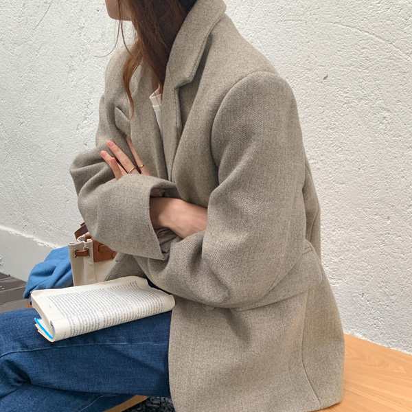 스토리 보카시 겨울 루즈핏 싱글 투버튼 데일리 테일러드 하프 자켓 코트(2color) 제품 이미지