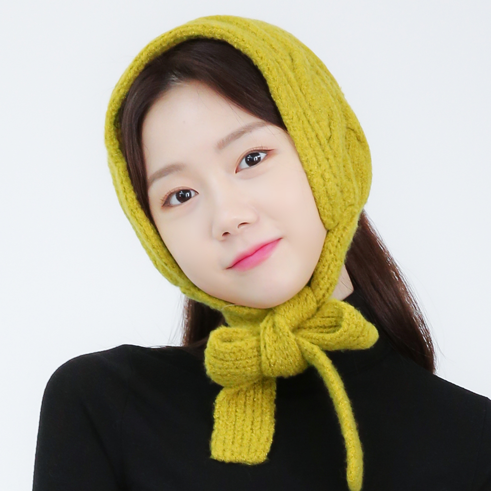 국내생산 쫄깃한 바게트 귀마개 여성 겨울 니트 꽈베기 귀도리