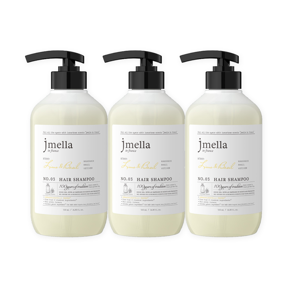 [샴푸세트] 제이멜라 인 프랑스 라임 앤 바질 헤어 샴푸 500ml 3개 - 상품 이미지