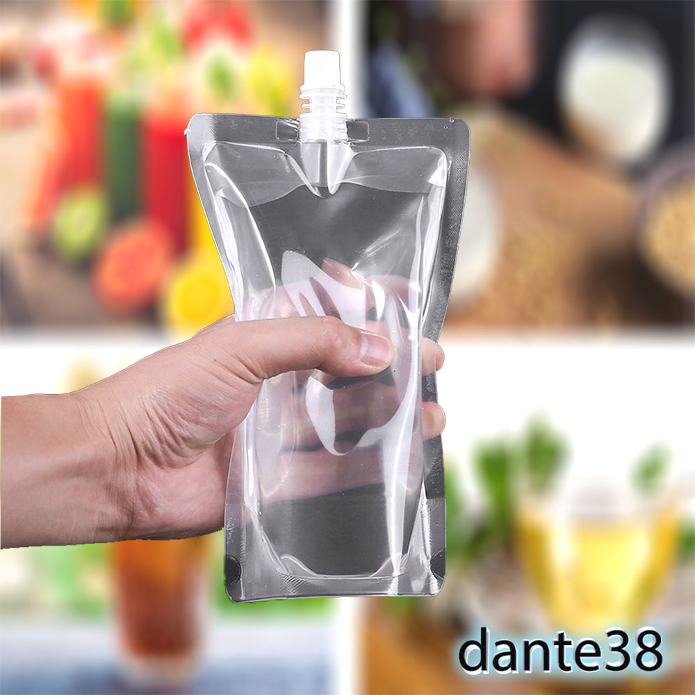 스파우트 음료수 파우치 투명 200ml X 10개 폴리에틸렌 휴대용 음료보관 튼튼한 뚜껑 - 상품 이미지