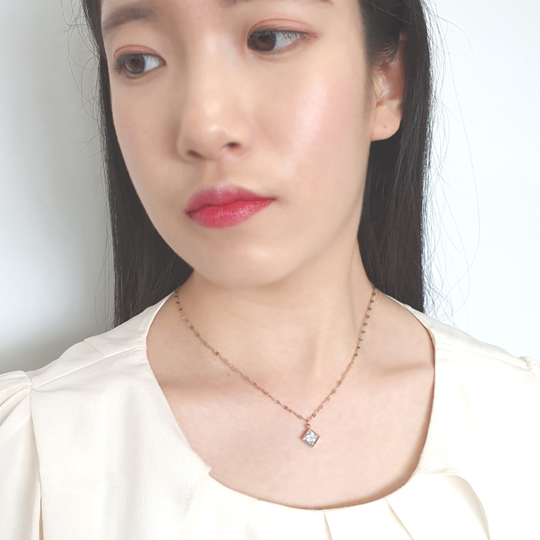 야랑쥬얼리 써지컬스틸 큐빅 사각 목걸이 - 상세 이미지 2