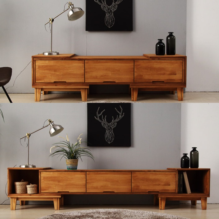 확장형 거실장 슬라이딩 엔틱 거실장 티브 다이 75인치 티비 거실장