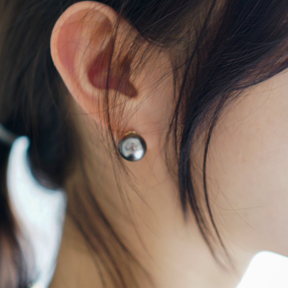 예작 14K 흑진주 귀걸이 오브 12mm - 상세 이미지 2