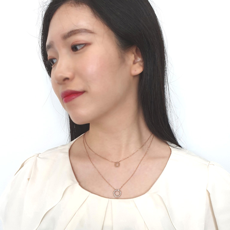 야랑쥬얼리 써지컬스틸 더블라인 드롭 목걸이 - 상세 이미지 3