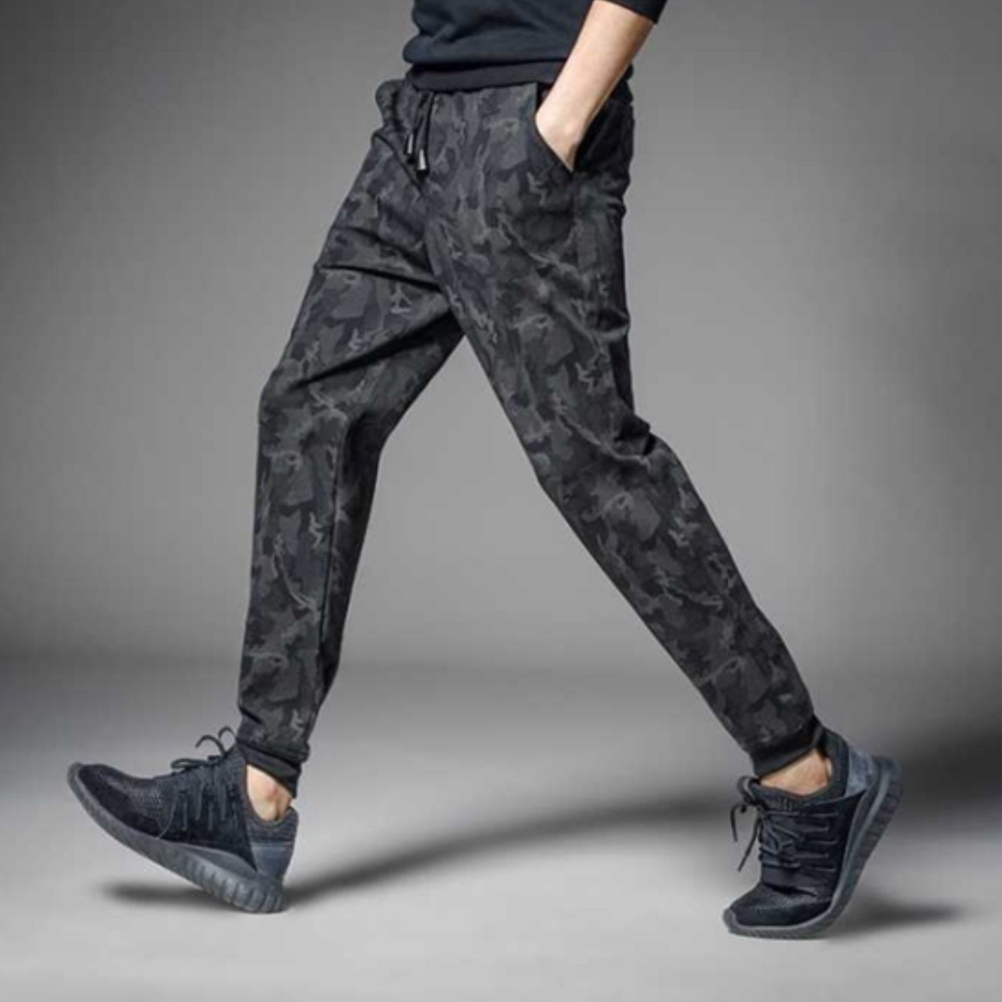 남자 조거 기모 트레이닝 팬츠 남성 카모플라쥬 전술 진그레이 겨울 카고 바지 프리사이즈 - 상세 이미지 5