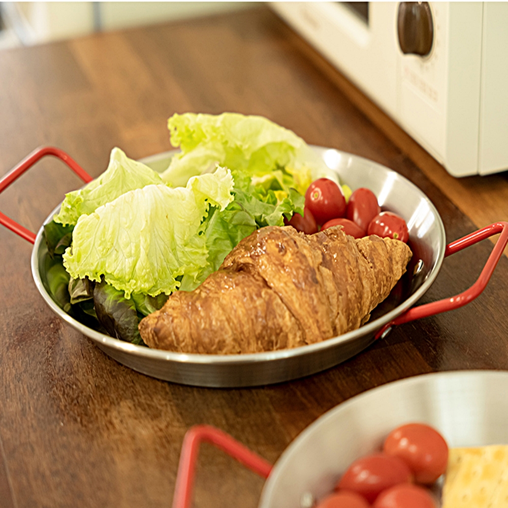 원형 손잡이 파스타 스텐접시 플레이트 샐러드 스텐그릇 식기 S