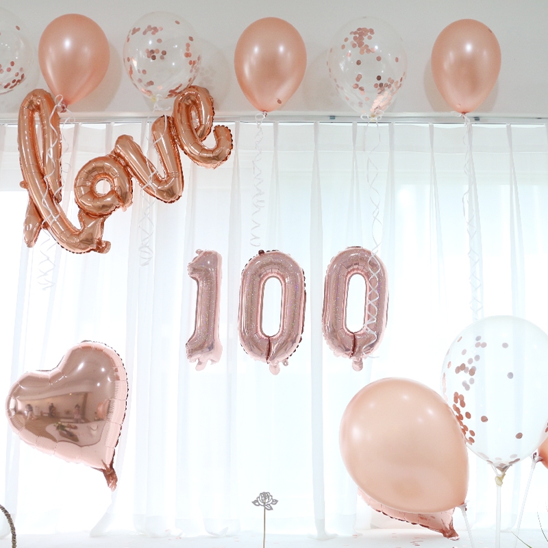 백일 100일 파티 풍선 세트 [셀프 이벤트 숫자 100 기념일 하트 컨페티 펄풍선] - 상품 이미지