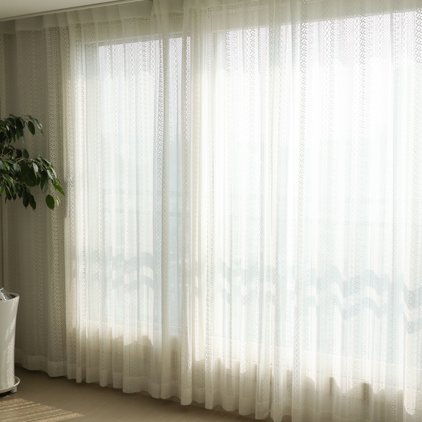 자체제작 레이스커튼 가리개 뜨개 무드 감성 커튼 2size