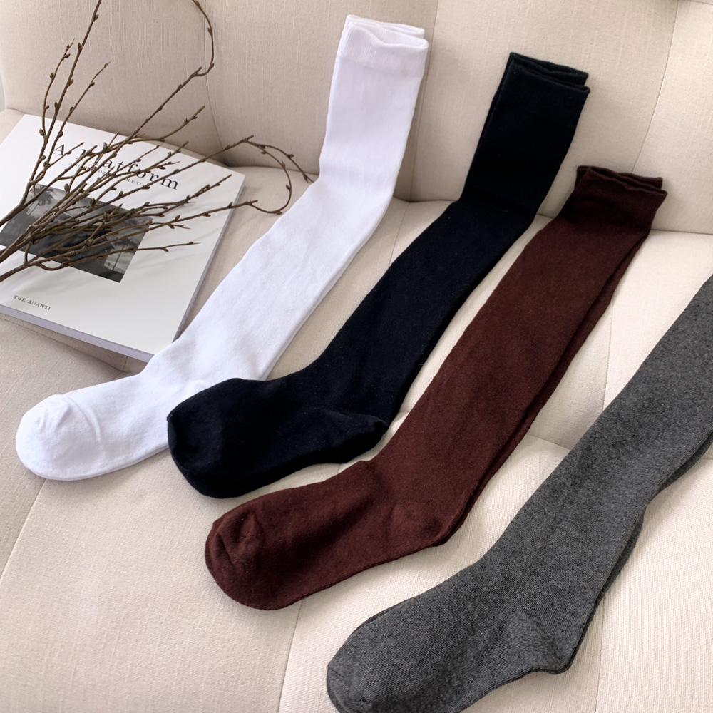 [무배] 오벌 롱 니하이삭스 무지 긴목 양말 니삭스 4color 상세 이미지 6