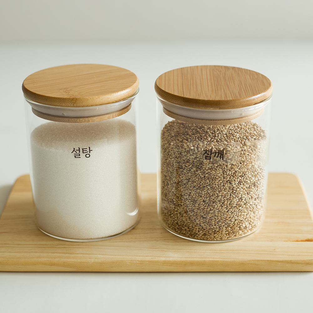 밀폐 내열유리 예쁜주방 조미료용기 양념통 양념라벨스티커 인스턴트팟사용 400ml - 상품 이미지