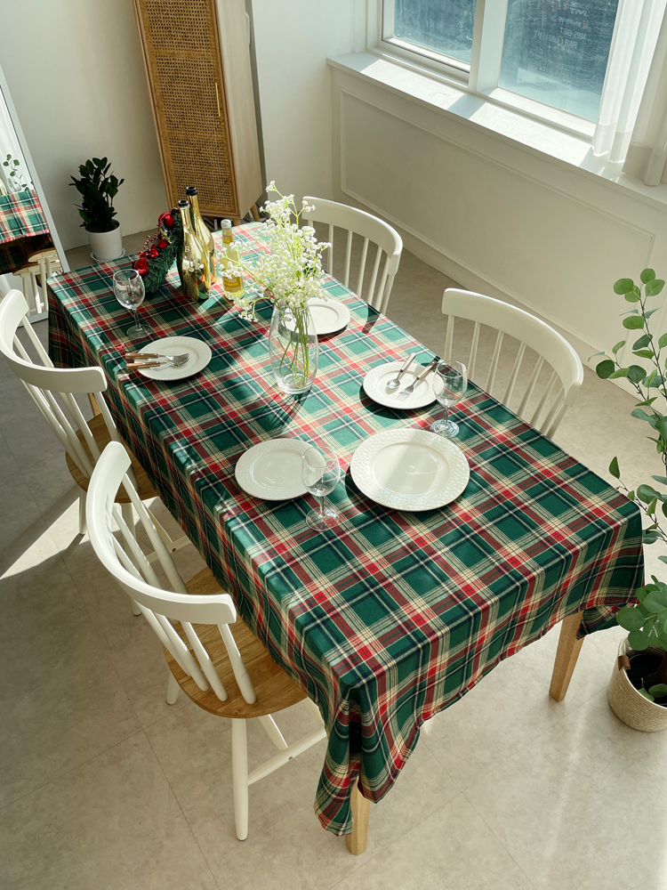 쇼니홈리빙 크리스마스 테이블보 체크 홈파티 식탁보 2인용 4인용 6인용