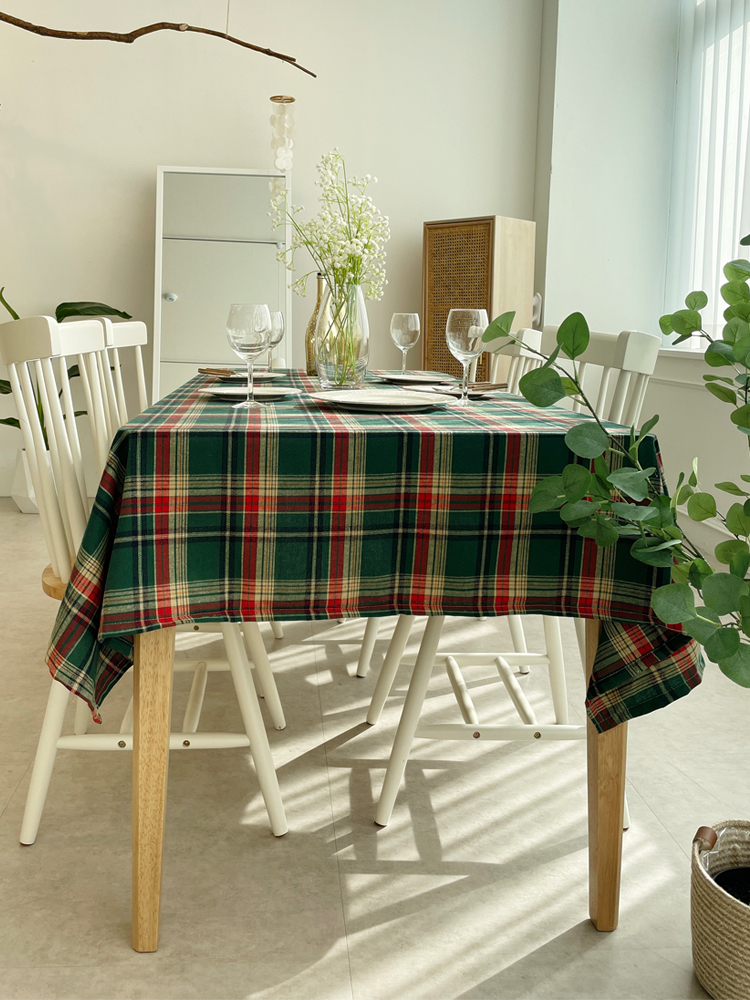 쇼니홈리빙 크리스마스 테이블보 체크 홈파티 식탁보 2인용 4인용 6인용
