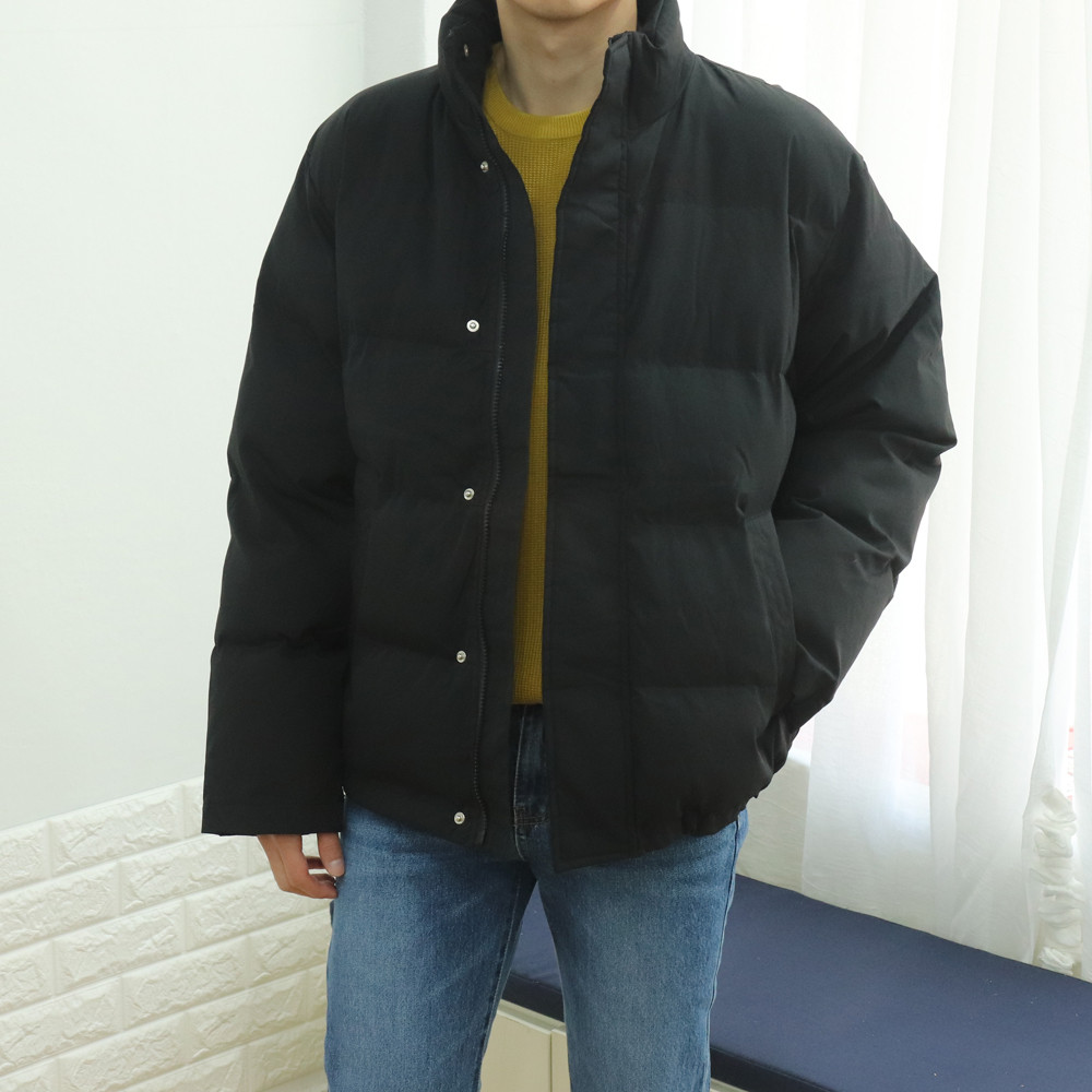 두꺼운 겨울 캐주얼 오버핏 6온스 빅사이즈 하이넥 웰론 숏패딩점퍼 이미지 2