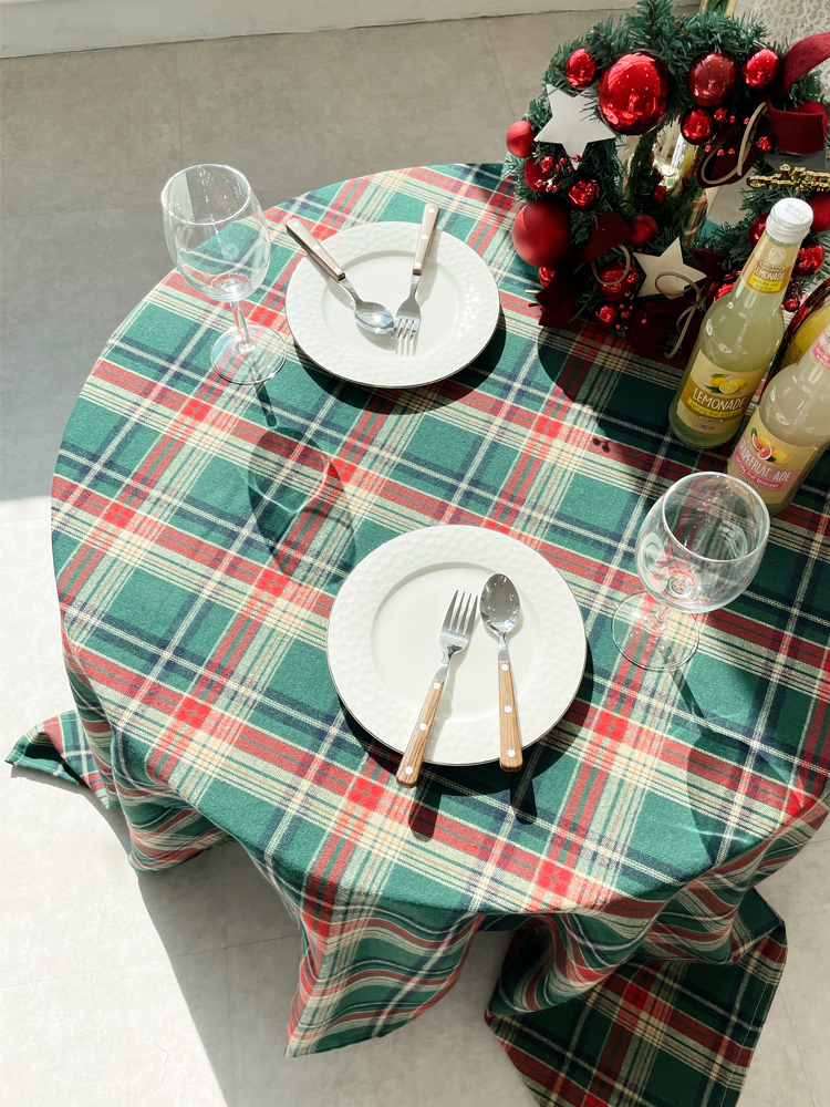 쇼니홈리빙 크리스마스 테이블보 체크 홈파티 식탁보 2인용 4인용 6인용