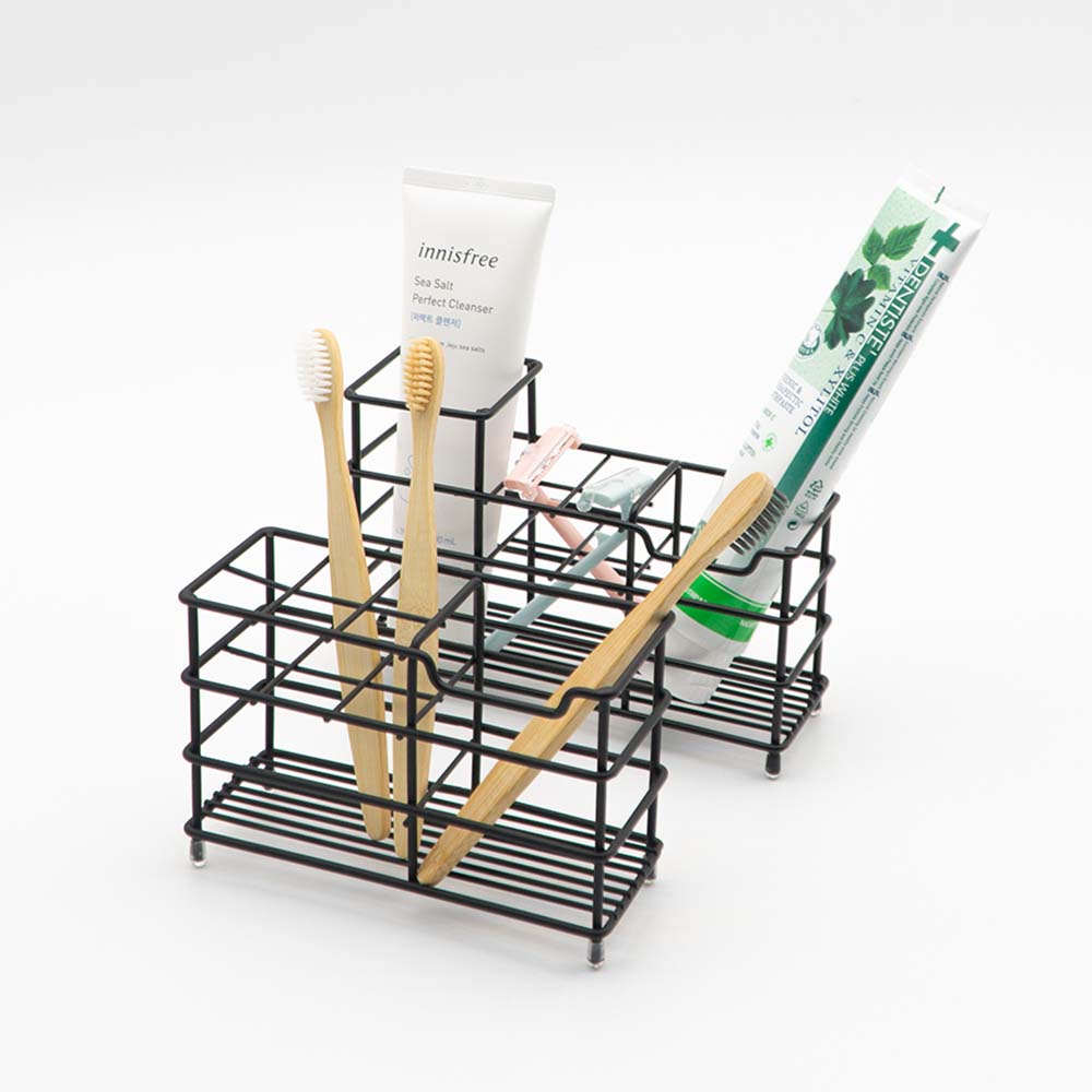 스텐 칫솔꽂이 치솔 치약 걸이 통 면도기 칫솔거치대 6구