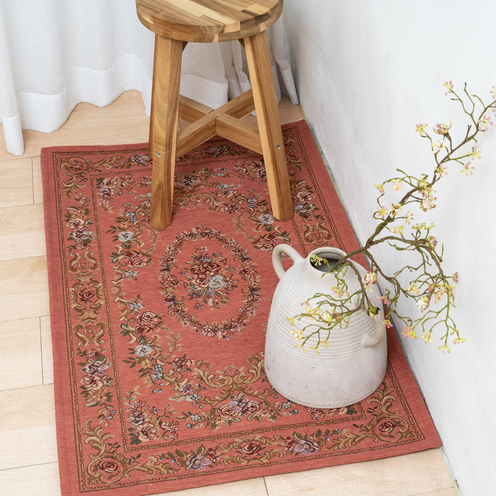 마벨로제 플로랄 미니러그 욕실 발매트 화장실 주방 발닦개 아이보리 60x90