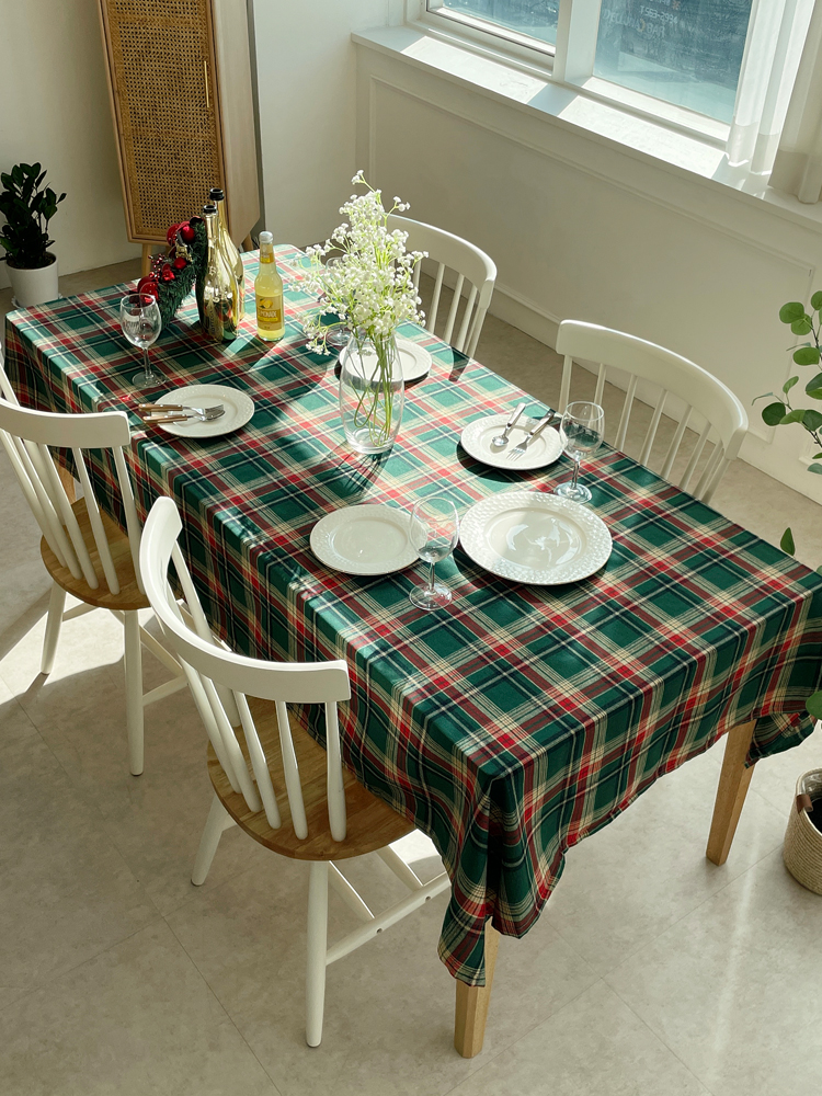 쇼니홈리빙 크리스마스 테이블보 체크 홈파티 식탁보 2인용 4인용 6인용