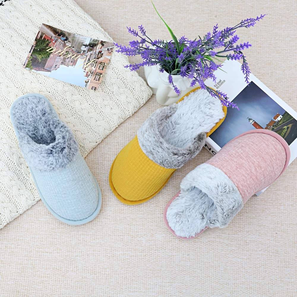 털실내화 겨울 거실 방한 사무실 실내 슬리퍼 층간소음 학생 양털 거실화 골덴 옐로우