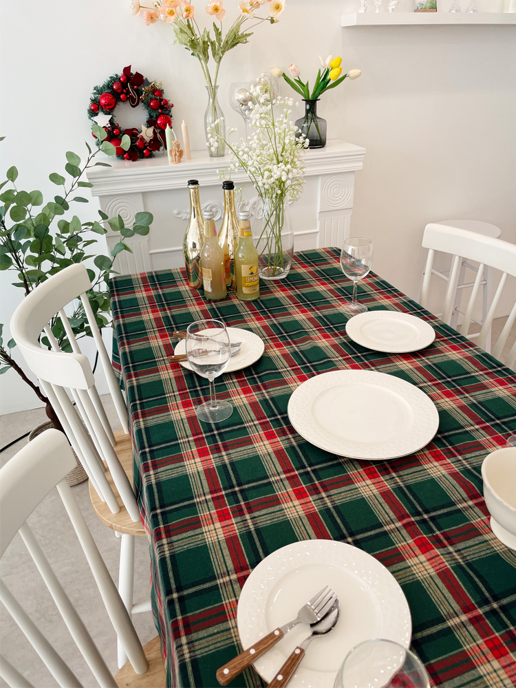 쇼니홈리빙 크리스마스 테이블보 체크 홈파티 식탁보 2인용 4인용 6인용