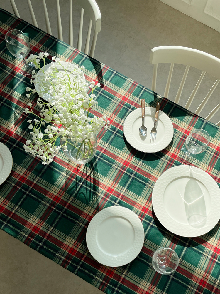 쇼니홈리빙 크리스마스 테이블보 체크 홈파티 식탁보 2인용 4인용 6인용