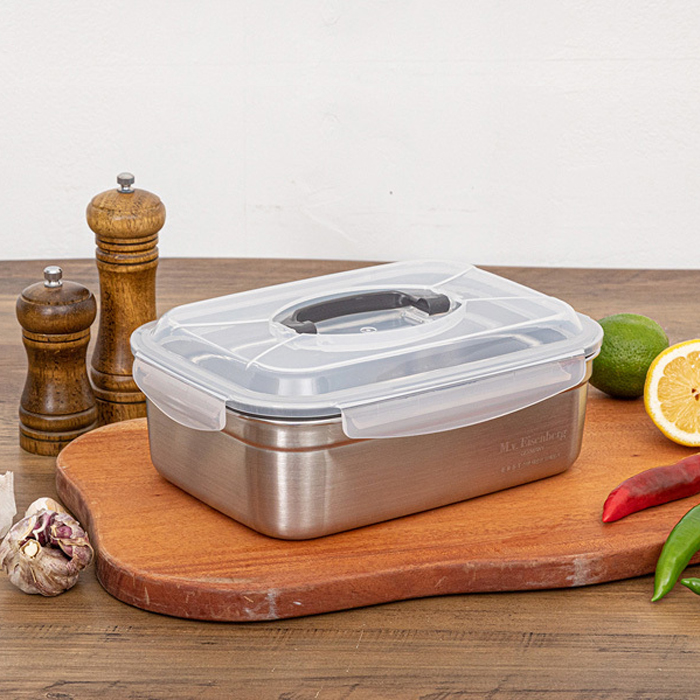 아이젠베르그 에스트 스텐 핸들 밀폐용기 반찬통 김치통 직사각 2.8L