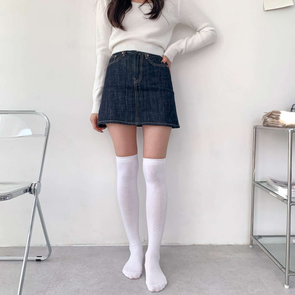 [무배] 오벌 롱 니하이삭스 무지 긴목 양말 니삭스 4color 상세 이미지 17