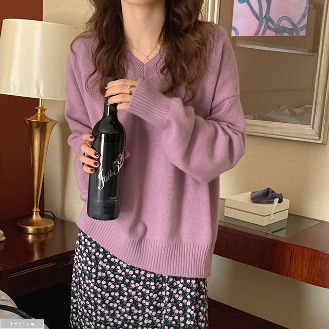 코이 맥시 브이넥 퍼플 플라워 롱원피스 2col 봄 가을 허리끈 벨트 퍼프 제이플로우 - 상세 이미지 4