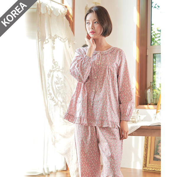 여성 면 잠옷 여자 파자마 투피스 실내복 파자마 M5317(60수 순면) - 메인 이미지