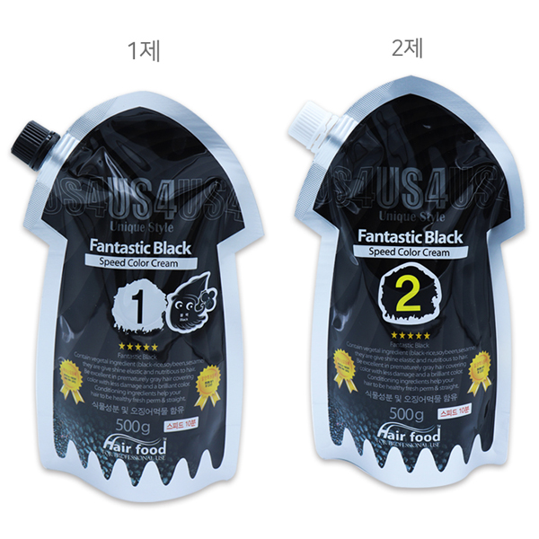 헤어푸드 오징어먹물 염색약 판타스틱 블랙 스피드컬러 1,2제 각 500ml