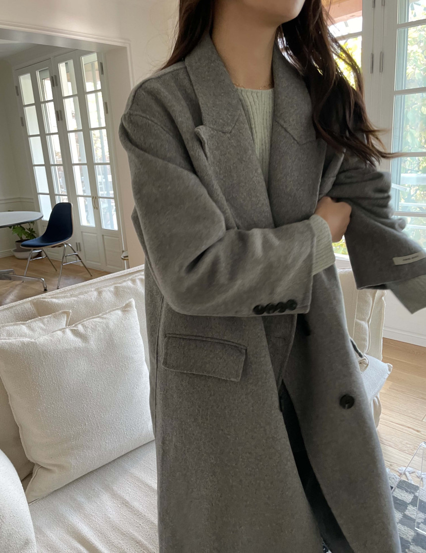 [단독] [made💖]퓨턴 루즈핏 오버핏 겨울 카라넥 더블버튼 하객룩 핸드메이드 코트(3color)/자켓,울자켓,울코트,롱코트,울재킷,롱핸드메이드코트, 상세 이미지 20