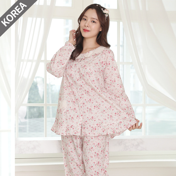 여성 잠옷 여자 상하세트 투피스 파자마 M5319(60수 순면) - 메인 이미지