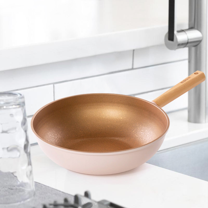 키친아트 골드 플렉스 인덕션 이노블 코팅 통주물 궁중팬 웍 28cm - 메인 이미지