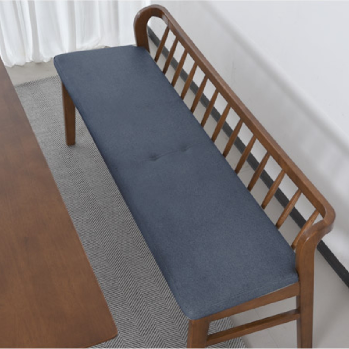 등받이 벤치 의자 푹신한 식탁 의자 2인용 원목 긴 의자