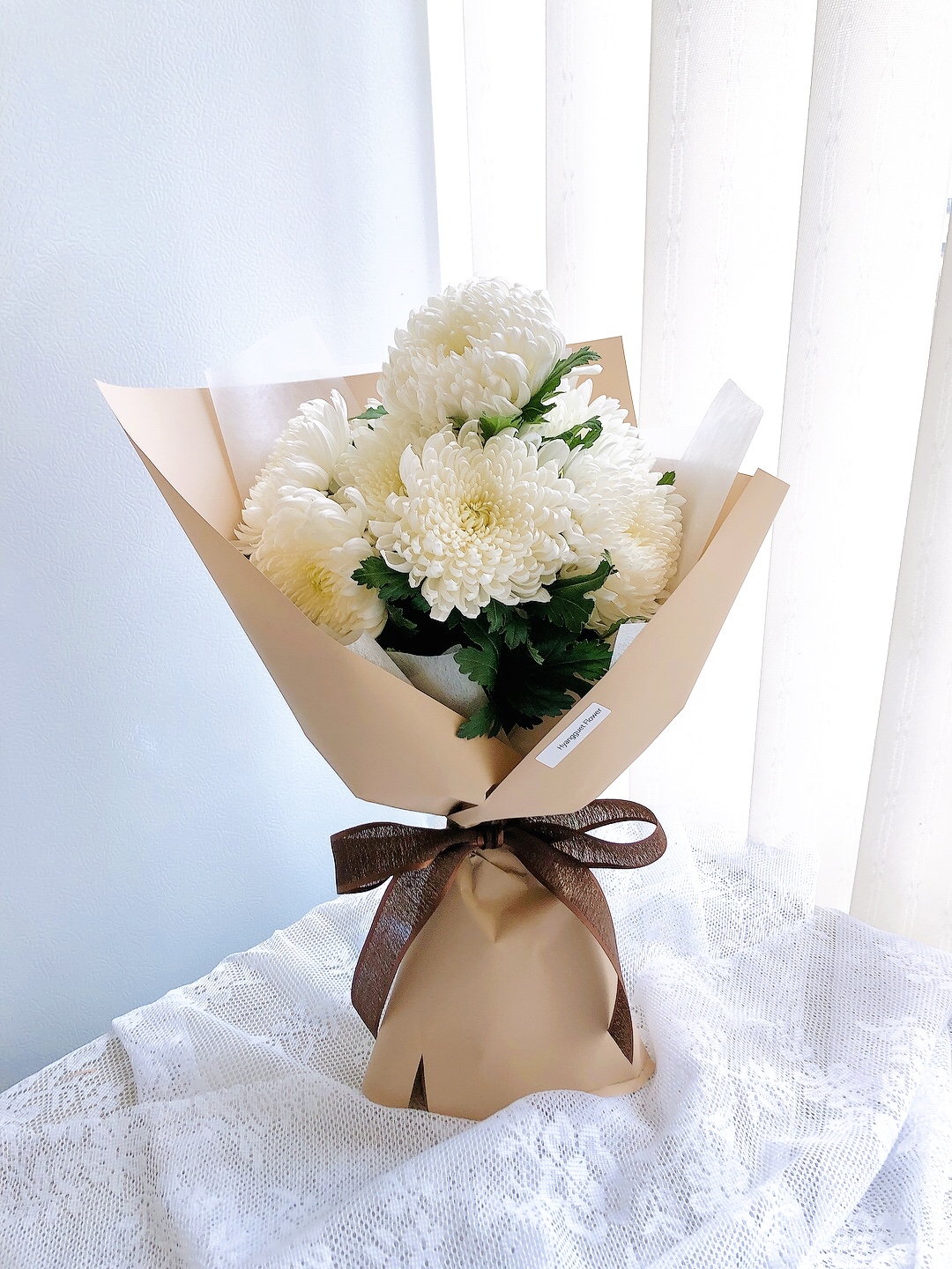 [무료배송]  한식, 성묘, 산소, 납골당, 49재 1주기 반려동물 장례식 흰국화 생화 조화 꽃다발 - 상세 이미지 3