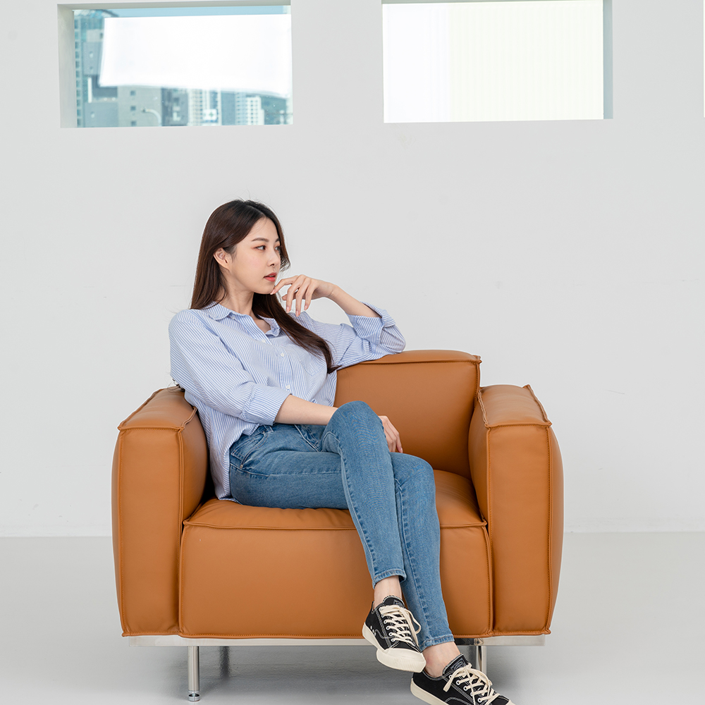 옐로우라이트 PH4 이태리 천연면피 통가죽 모듈쇼파 1인용