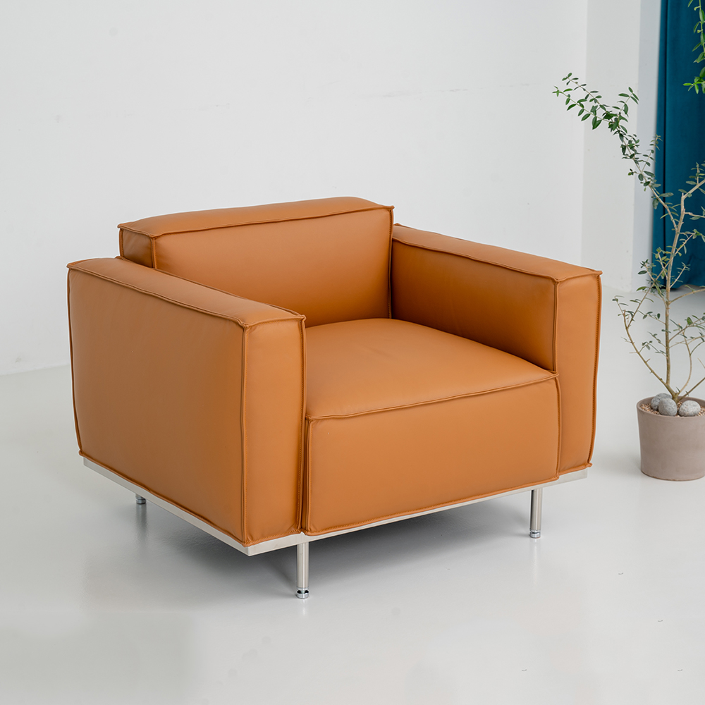 옐로우라이트 PH4 이태리 천연면피 통가죽 모듈쇼파 1인용