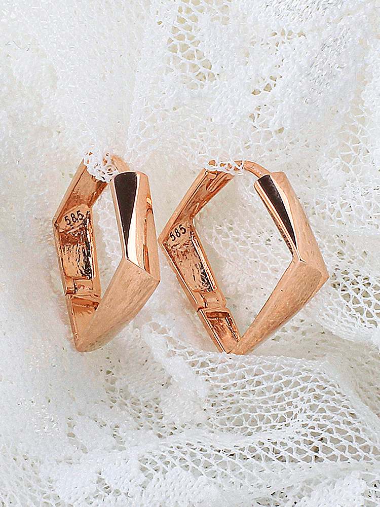 14K 사각 원터치 귀걸이 20미리 이어 링 여자 생일 선물 친구 데일리 30대 - 상품 이미지