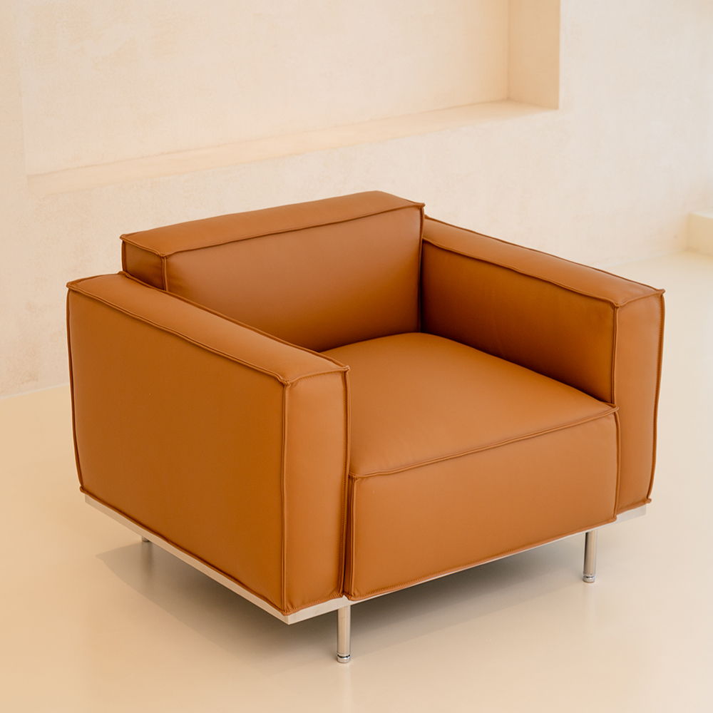 옐로우라이트 PH4 이태리 천연면피 통가죽 모듈쇼파 1인용