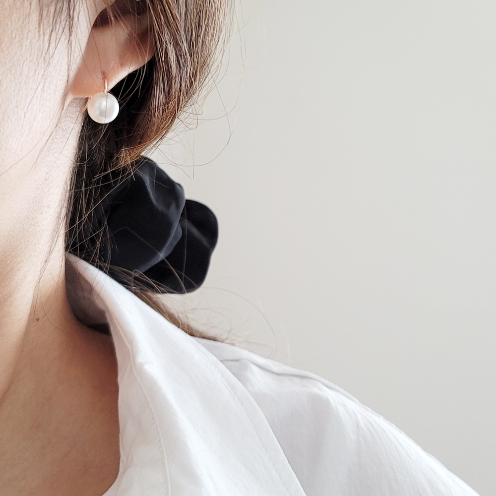 14K 심플 8미리 담수진주 고리 귀걸이 데일리귀걸이 로즈골드 여자 친구 엄마 선물