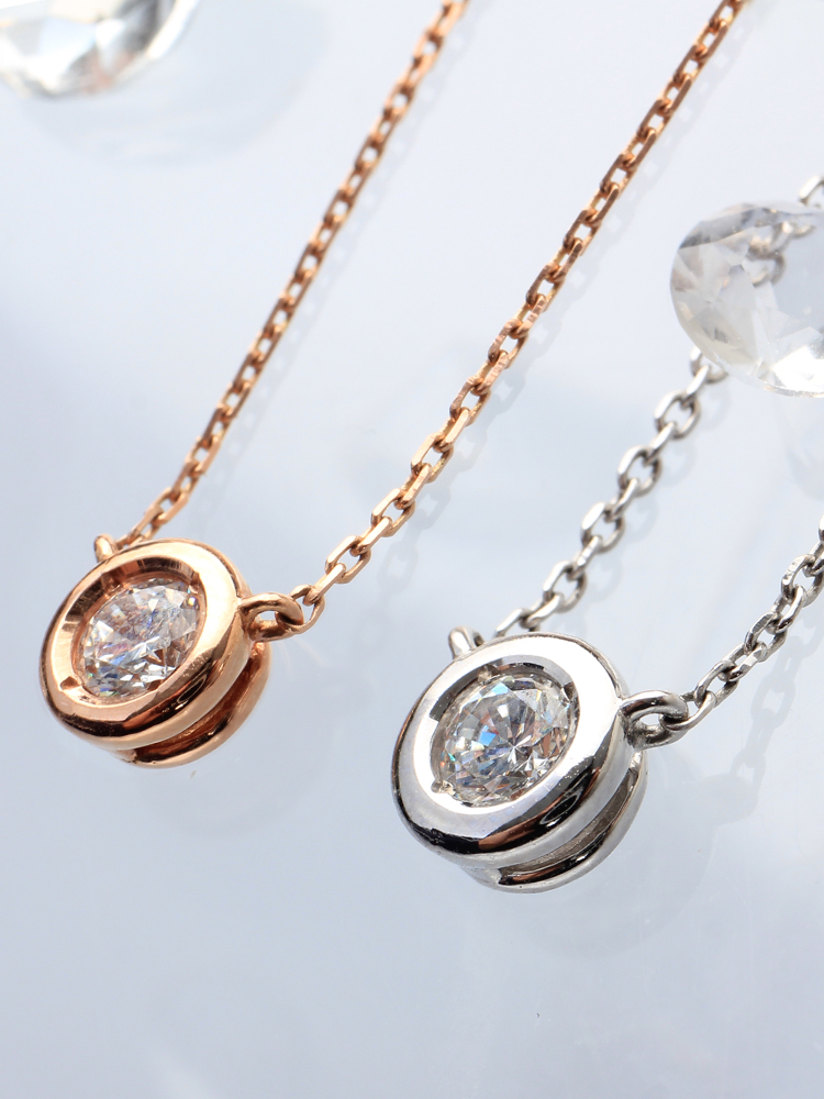 2부 다이아 목걸이 랩 데일리 포인트 베젤 프로포즈 결혼선물 금 14K 18K - 메인 이미지