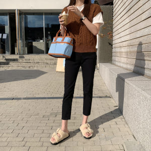 하이웨스트 여성 면바지 스판 슬림 스키니 여자 일자 팬츠 블랙 아이보리 ... 착용 후기 | 사이즈/핏 총정리 - 상품 이미지 2