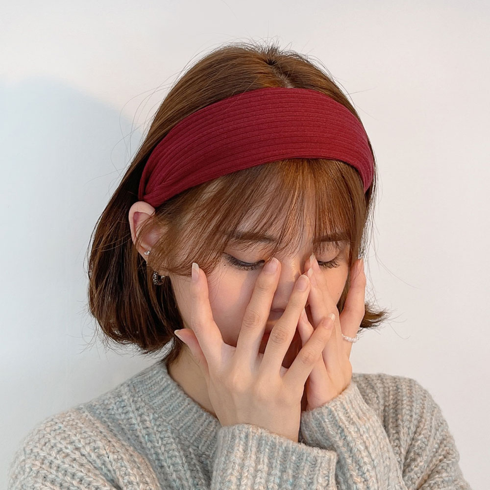 편안한 베이직 무지 골지 넓은 머리띠 와이드 두꺼운머리띠 헤어밴드 - 상세 이미지 4