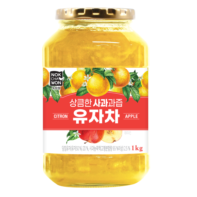 [녹차원] 상큼한 사과과즙 유자차 1kg  1BOX (12입수)