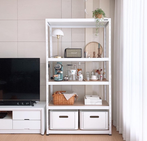 랙셈블 철제선반 조립식앵글 경량랙 베란다 창고 무볼트 선반 800300600 3단