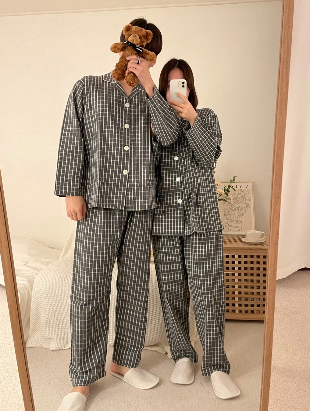 폴링 커플 피치기모 파자마세트 빅사이즈 패밀리 잠옷 겨울 크리스마스 - 상세 이미지 5