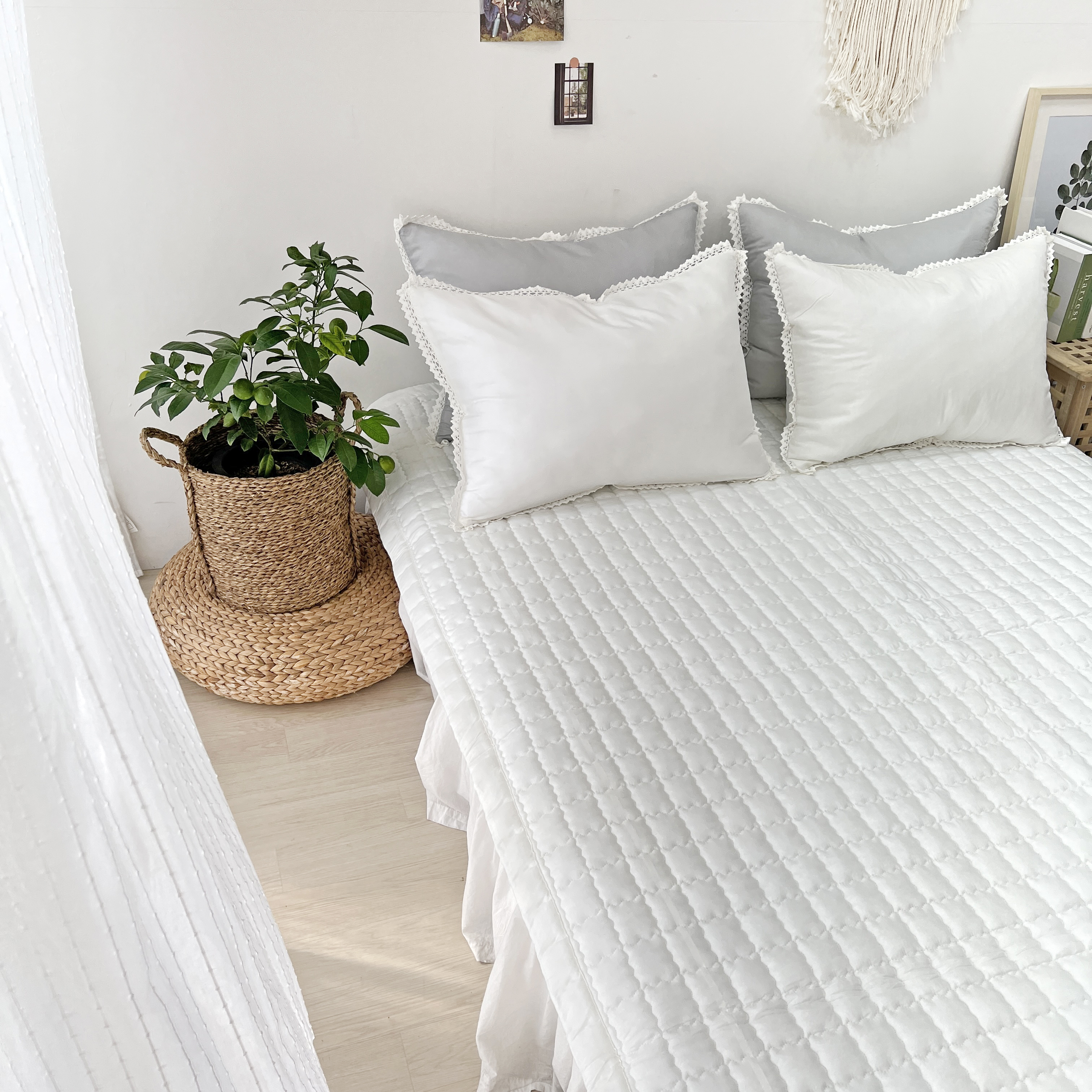 토션 먼지없는 모달100 미끄럼방지 고정밴드 사계절 매트리스 침대패드 S/SS